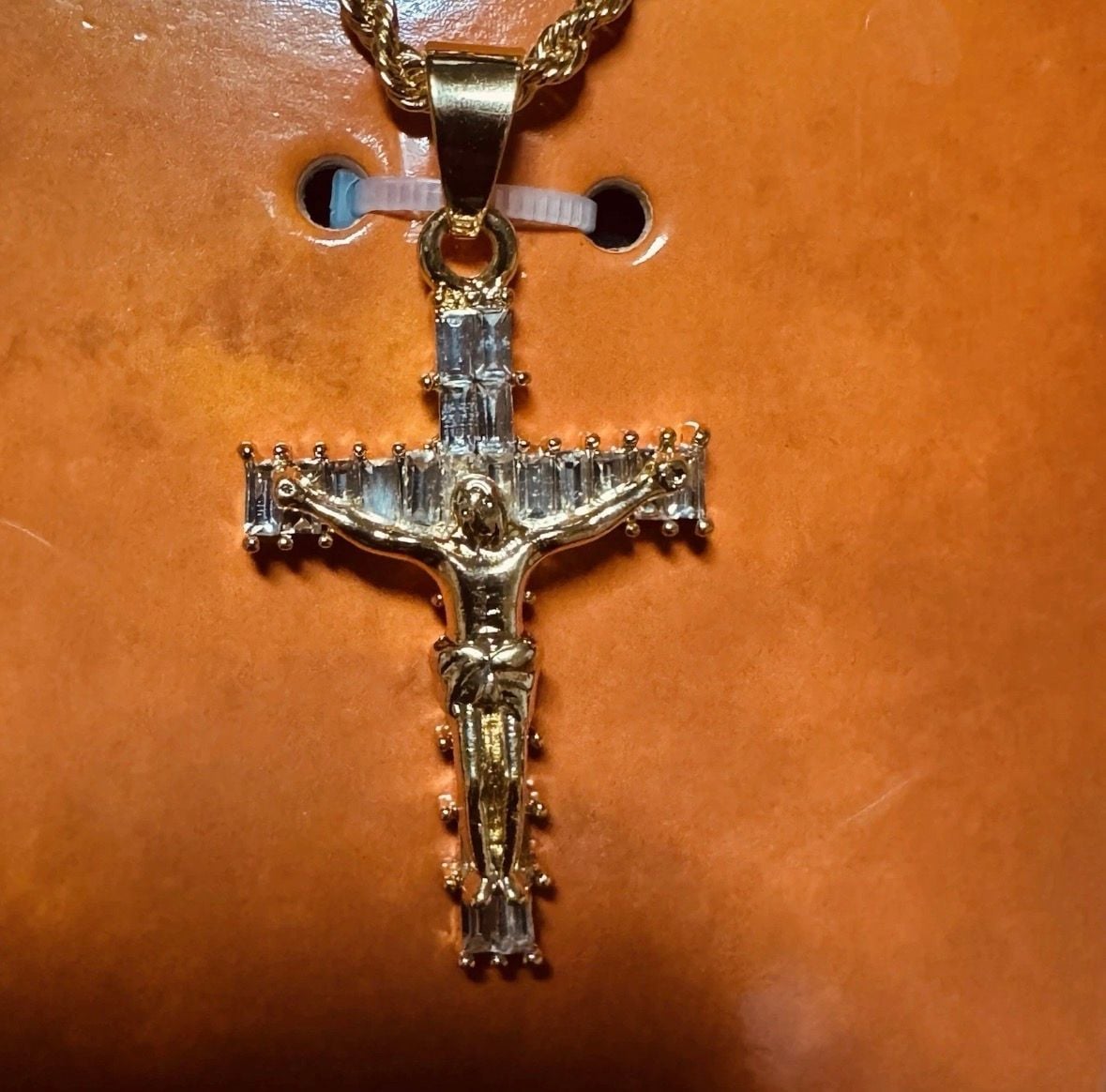 Empire Bling Gold Tone Layered Chain Cross Pendant Necklace 3