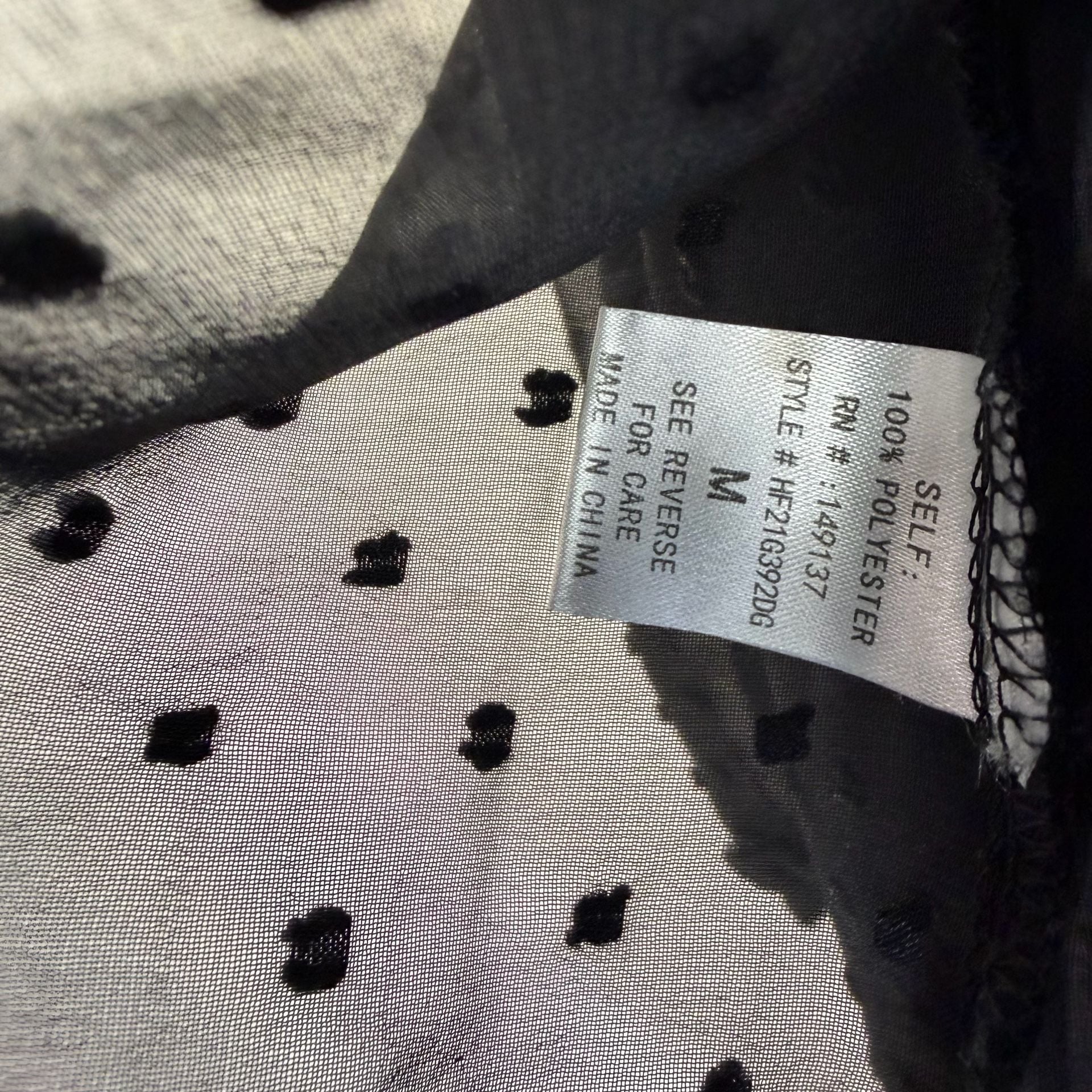 HYFVE Swiss Dot Dress Size M Black Chiffon Ruffle Button Long Sleeve Mini 9