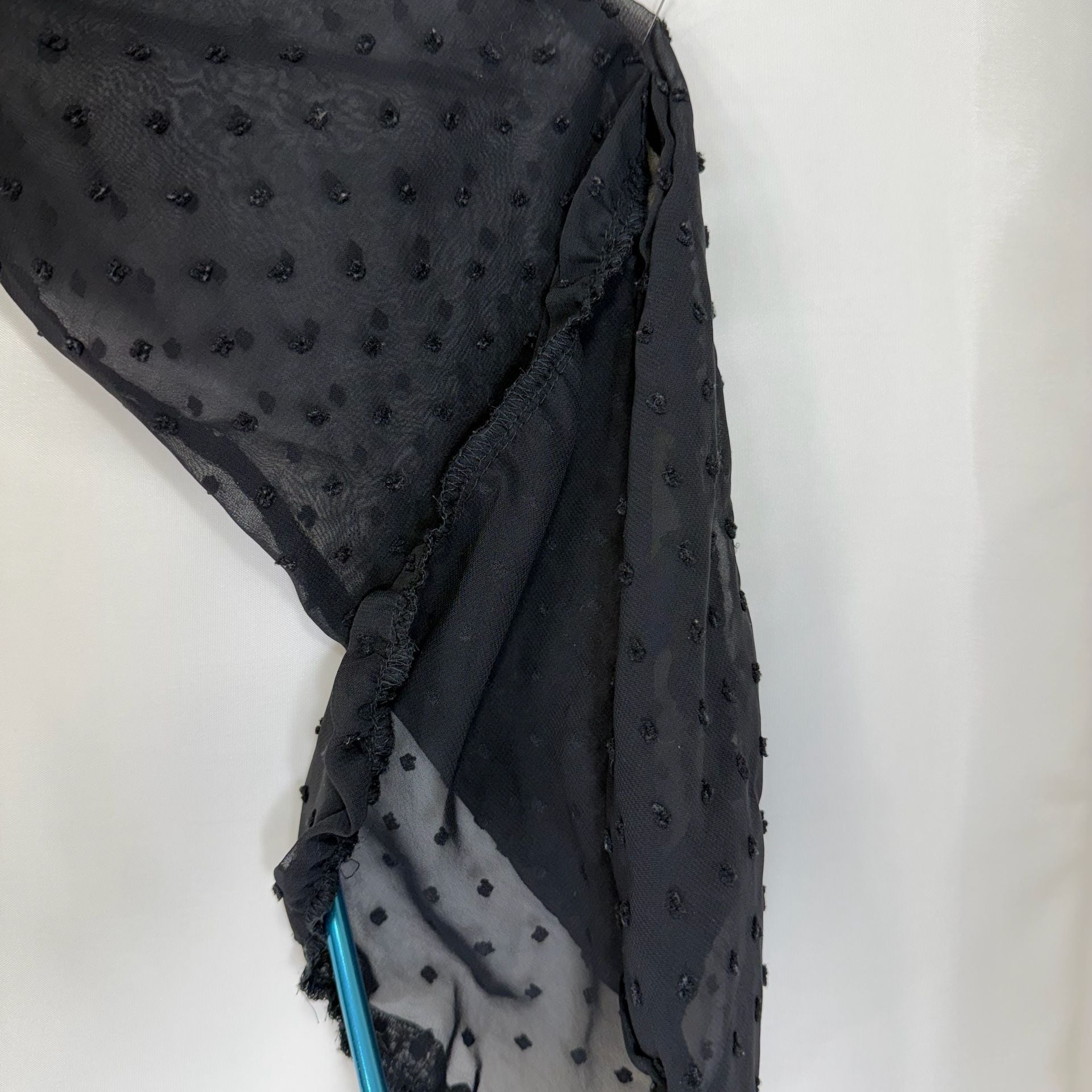HYFVE Swiss Dot Dress Size M Black Chiffon Ruffle Button Long Sleeve Mini 10