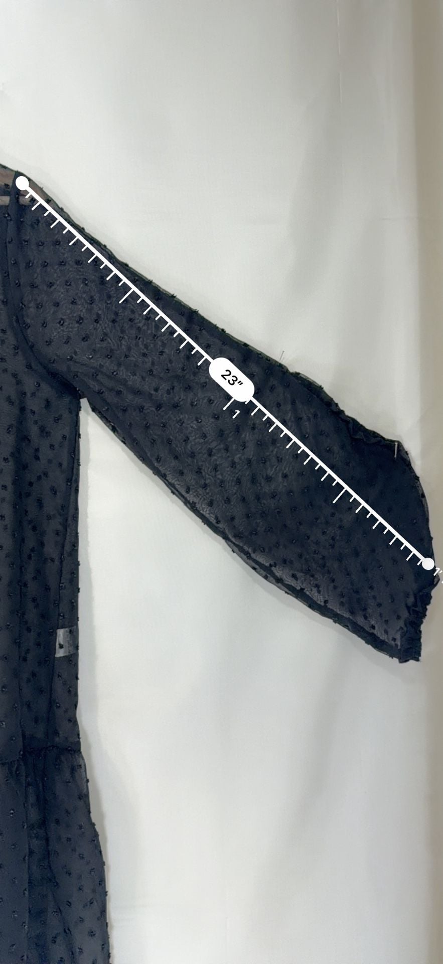 HYFVE Swiss Dot Dress Size M Black Chiffon Ruffle Button Long Sleeve Mini 13