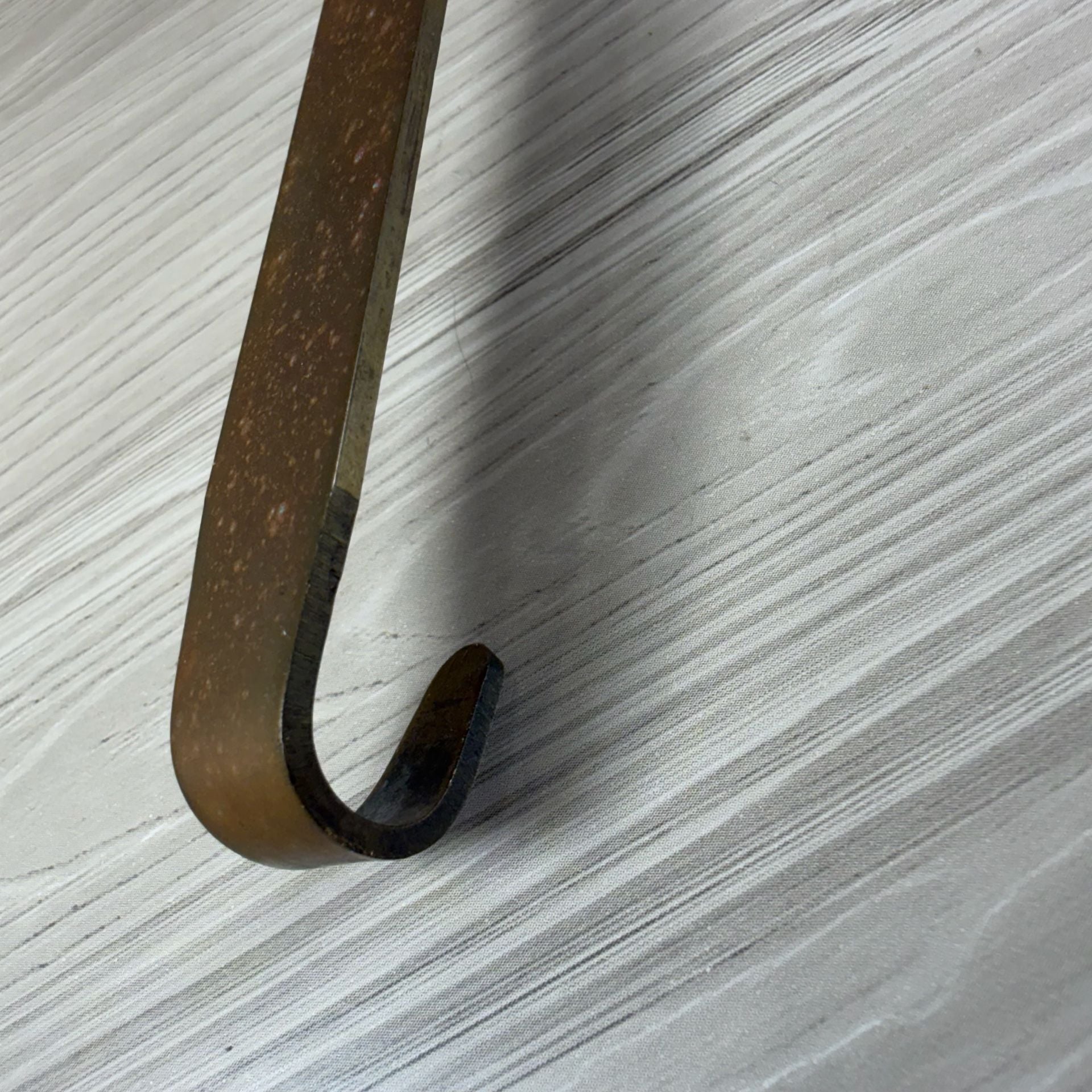 vintage copper soup ladle long handle hanging hook rustic patina 9