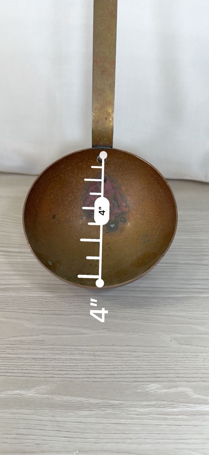 vintage copper soup ladle long handle hanging hook rustic patina 11
