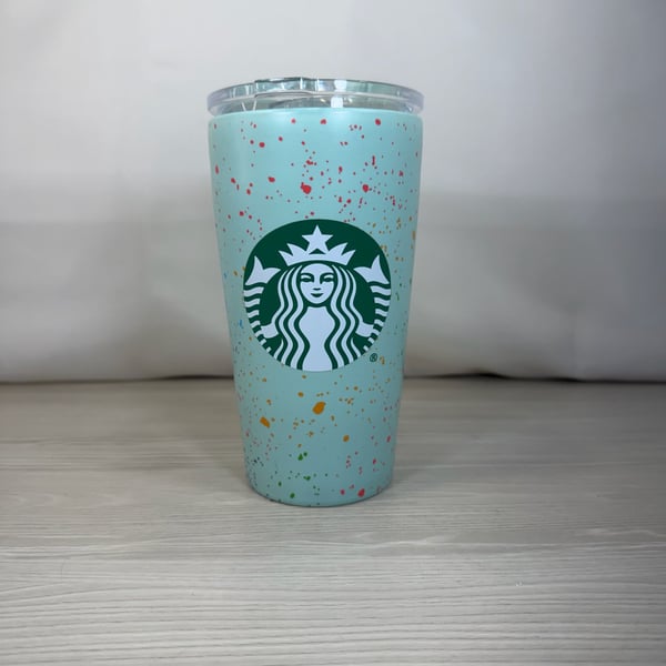 Starbucks Mint Green Speckled 12oz Ceramic Travel Mug Tumbler