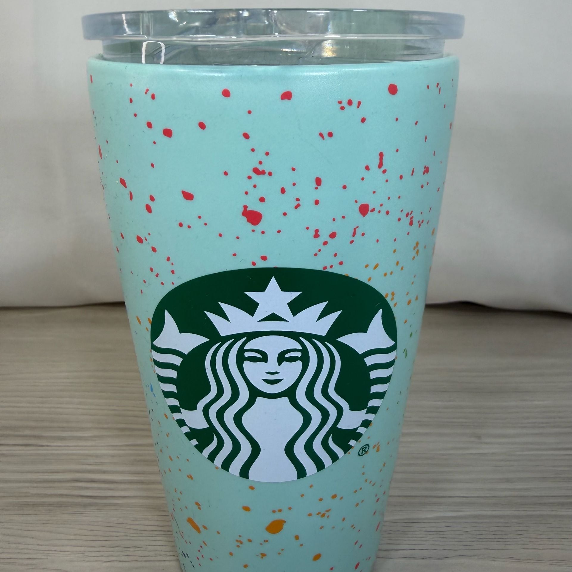 Starbucks Mint Green Speckled 12oz Ceramic Travel Mug Tumbler 2