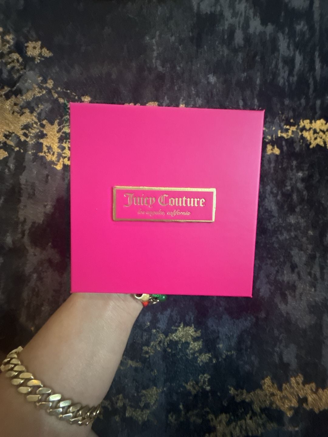 Juicy Couture Gold Charm Bracelet with Red Strawberry Pearl Heart Key Charms 5