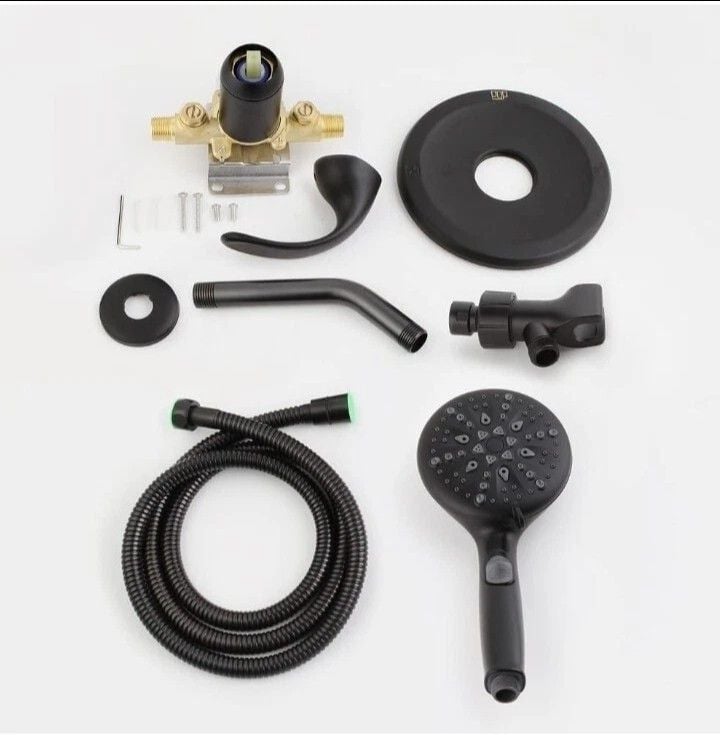 POP SANITARYWARE Matte Black Shower Faucet Set 9-Mode Handheld 6