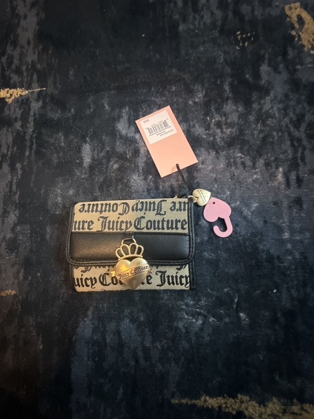Juicy Couture Retro Glam Double Sided Trifold Wallet Black Beige 2