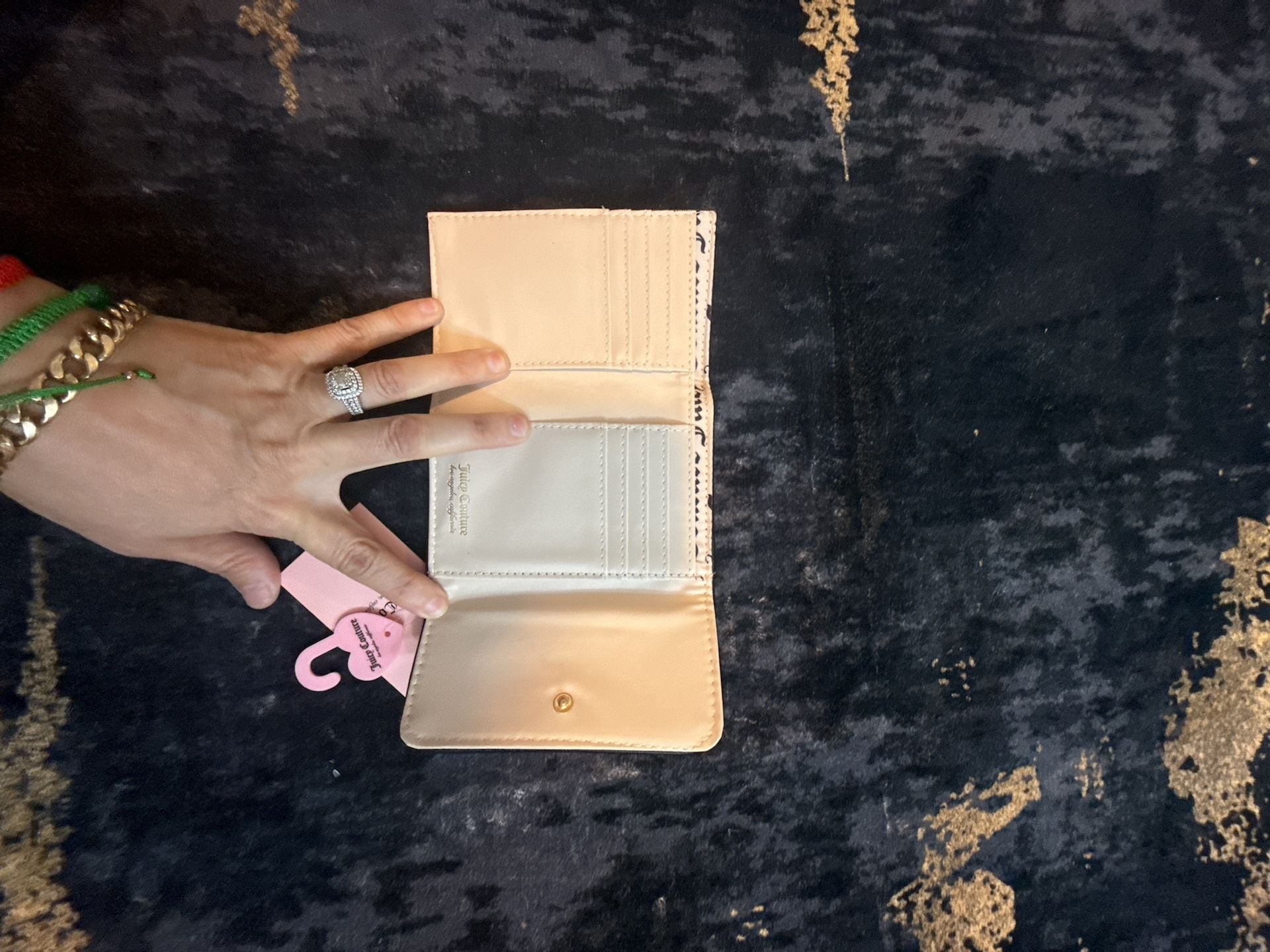 Juicy Couture Retro Glam Double Sided Trifold Wallet Black Beige 5