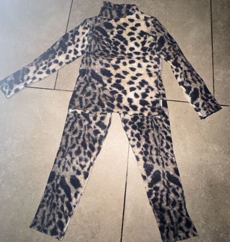 Bellerose Leopard Print Turtleneck and Leggings Set Size 6 2