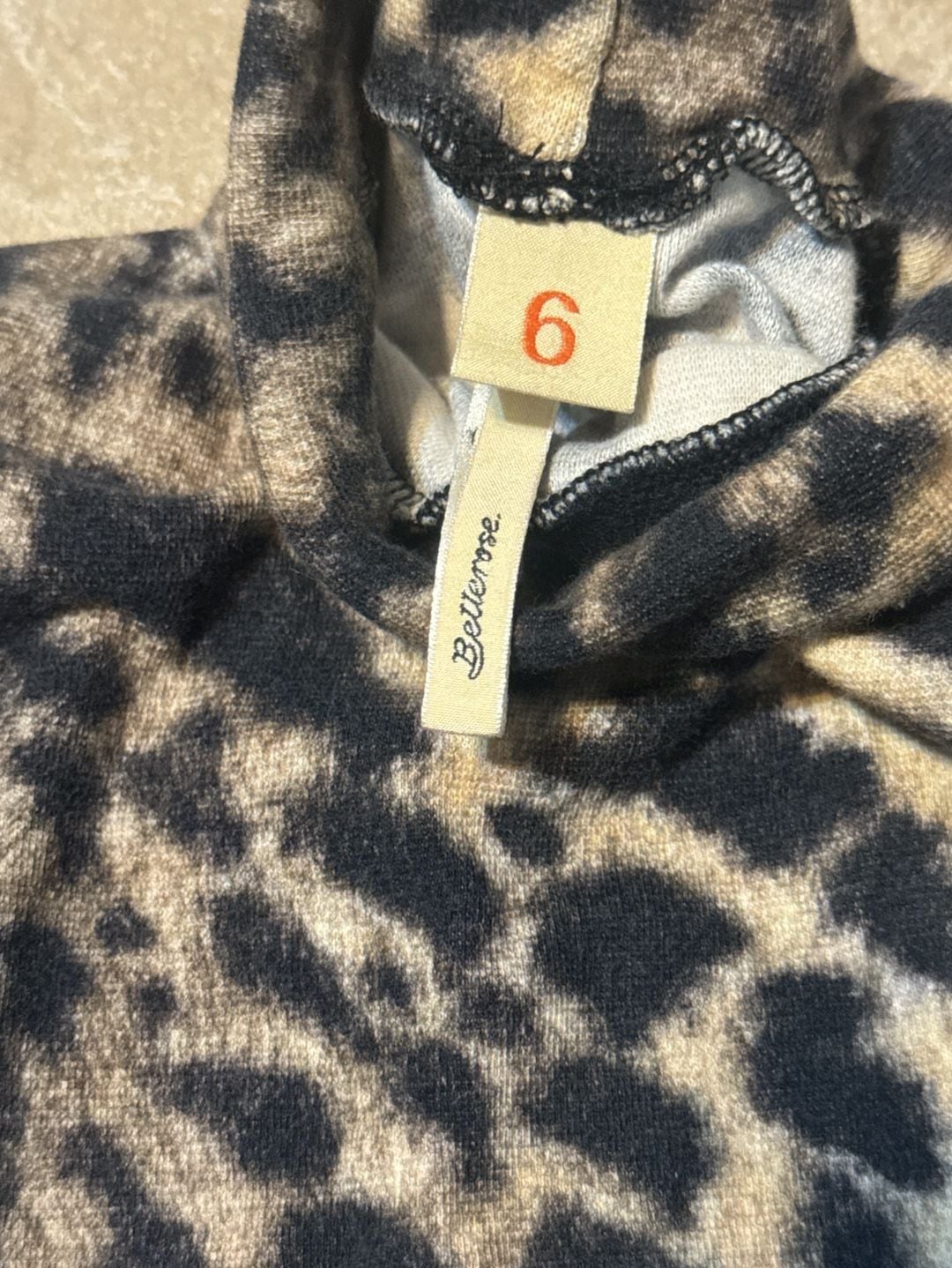 Bellerose Leopard Print Turtleneck and Leggings Set Size 6 5