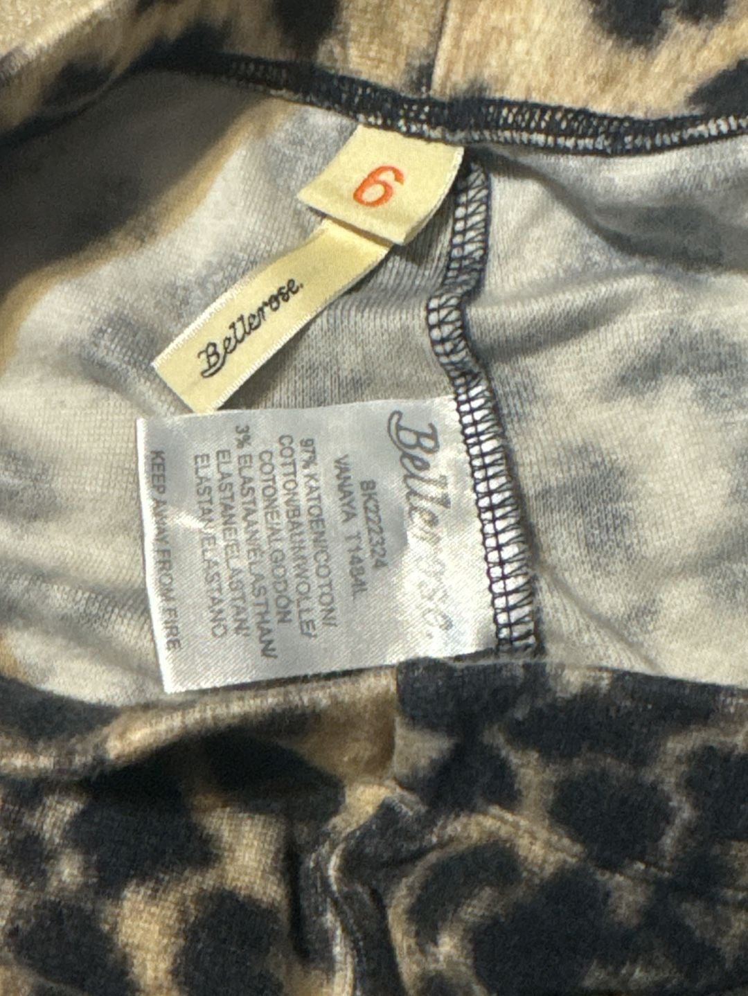 Bellerose Leopard Print Turtleneck and Leggings Set Size 6 6