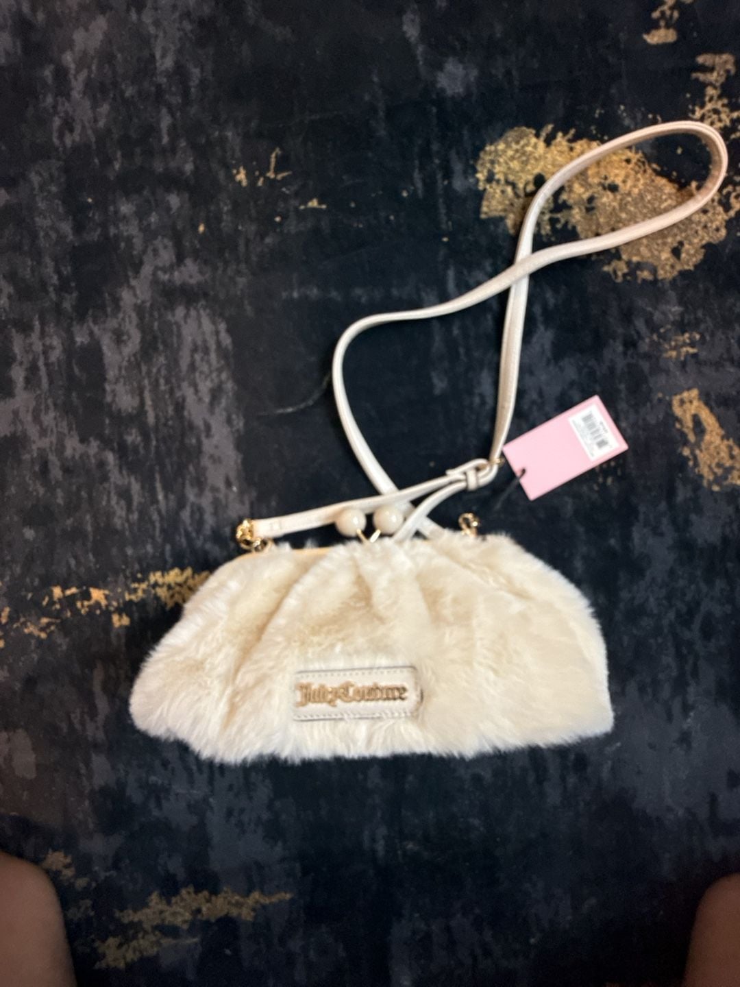 Juicy Couture Keep It Classy Frame Crossbody Faux Fur Crystal 2