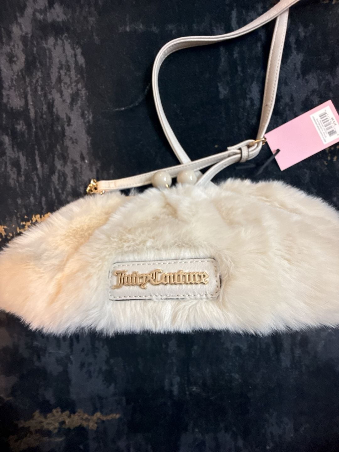 Juicy Couture Keep It Classy Frame Crossbody Faux Fur Crystal 3