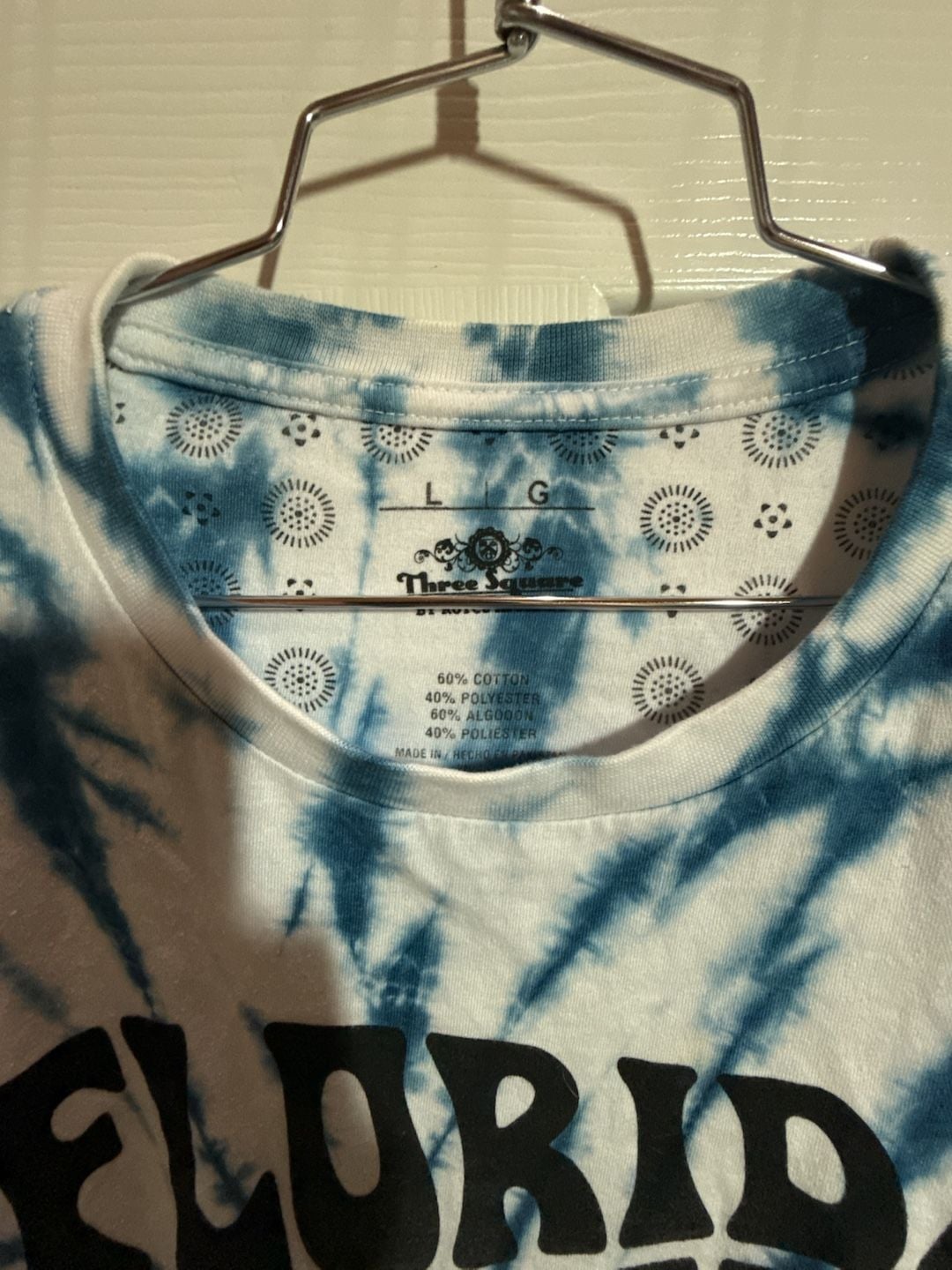 Three Square Florida Gators T-Shirt Size L Blue White Tie Dye 4