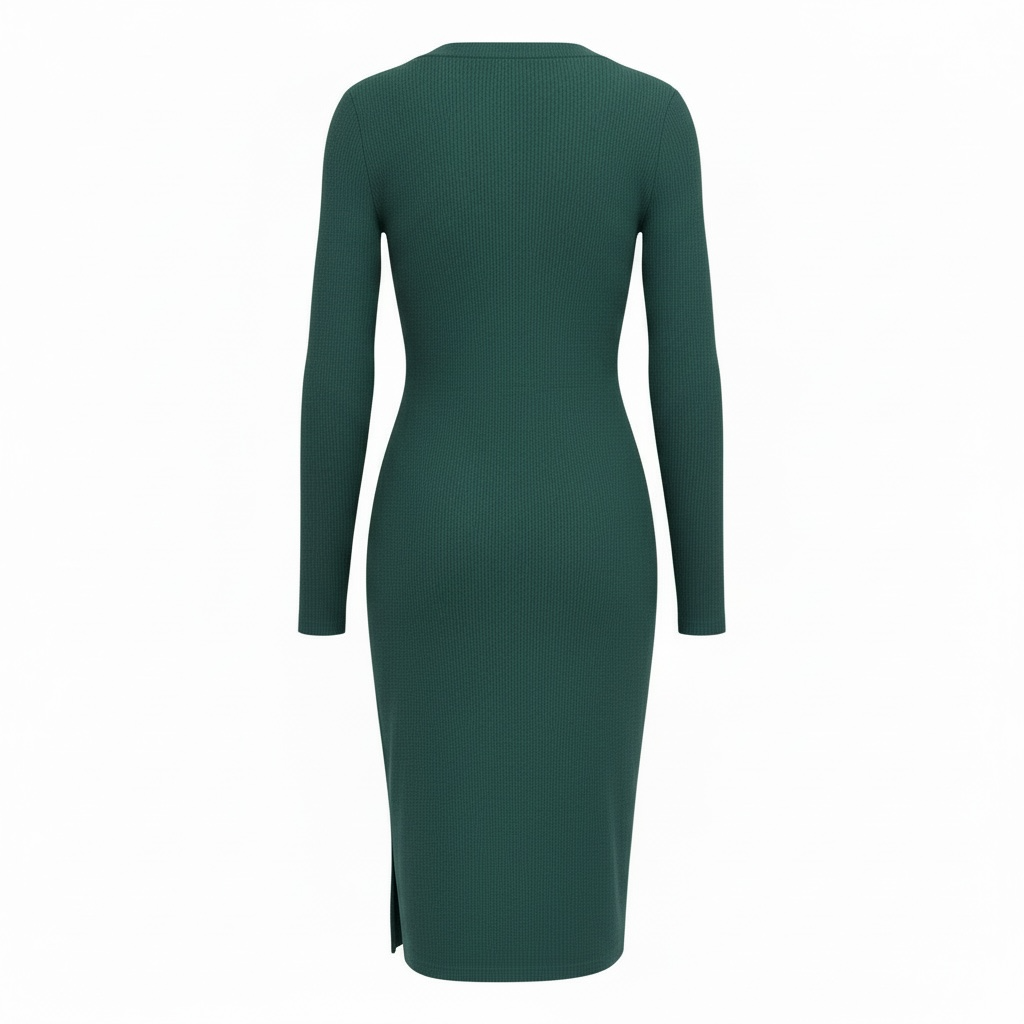 Fashion Nova Sweater Dress Size L Green Ribbed Button-Front Midi 4