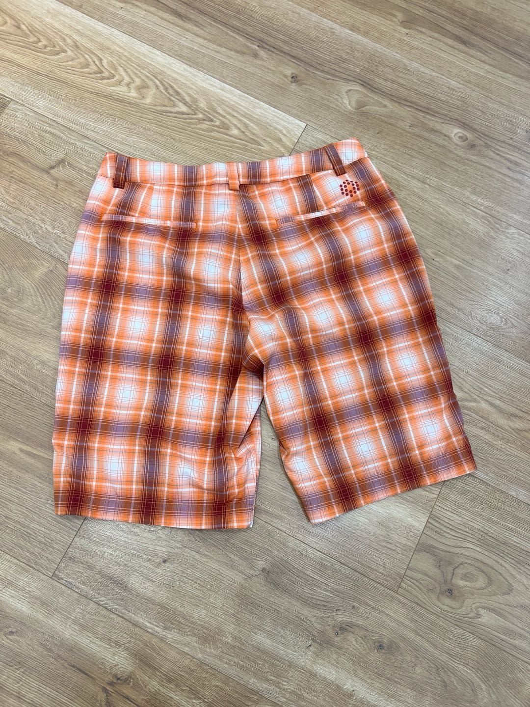 Puma Sportlifestyle Golf Shorts Size 32 Orange Plaid 3