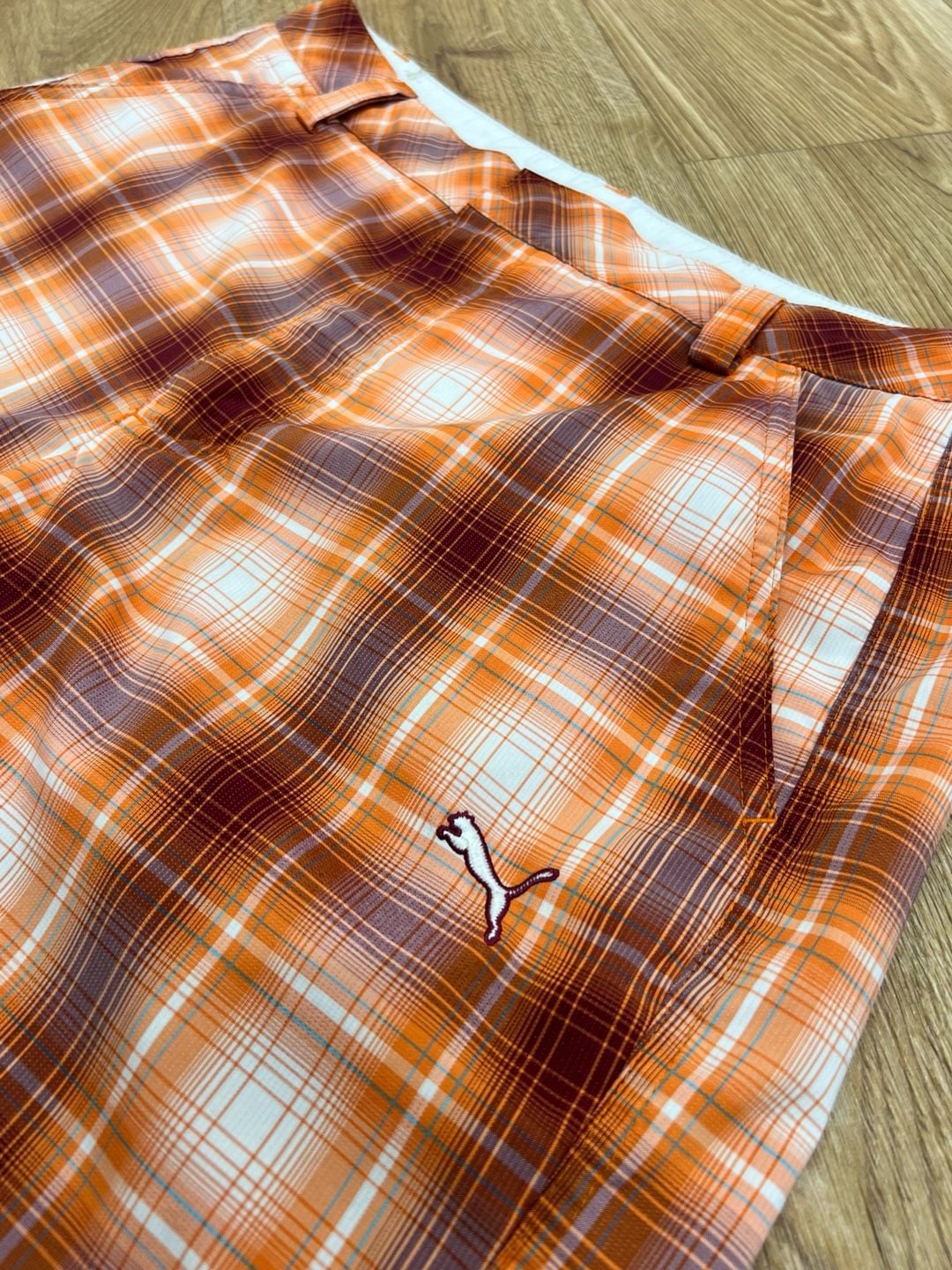 Puma Sportlifestyle Golf Shorts Size 32 Orange Plaid 4