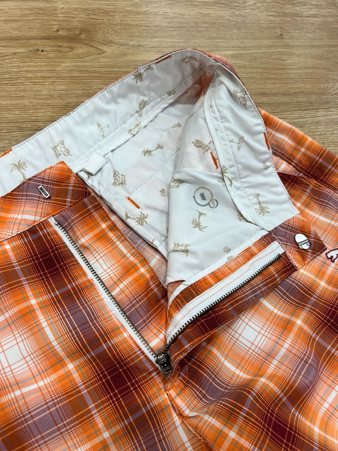 Puma Sportlifestyle Golf Shorts Size 32 Orange Plaid 5