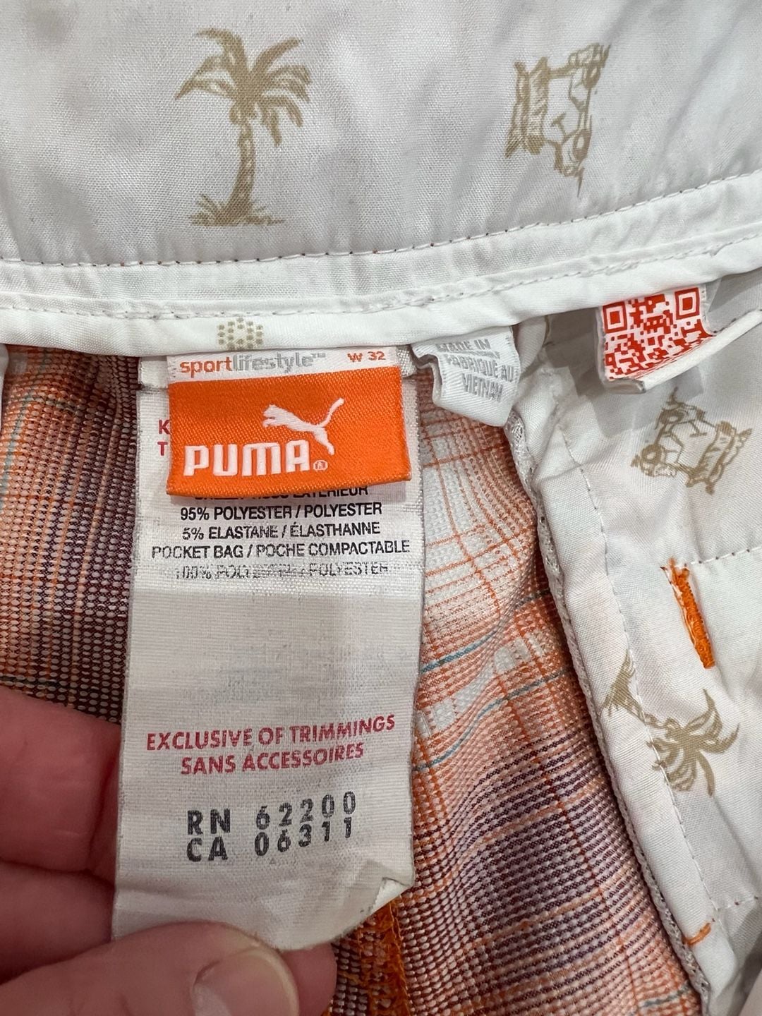 Puma Sportlifestyle Golf Shorts Size 32 Orange Plaid 6