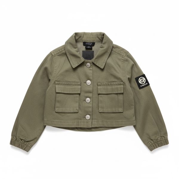 bebe girls Utility Jacket Size 24M Green Cotton Crop Cargo