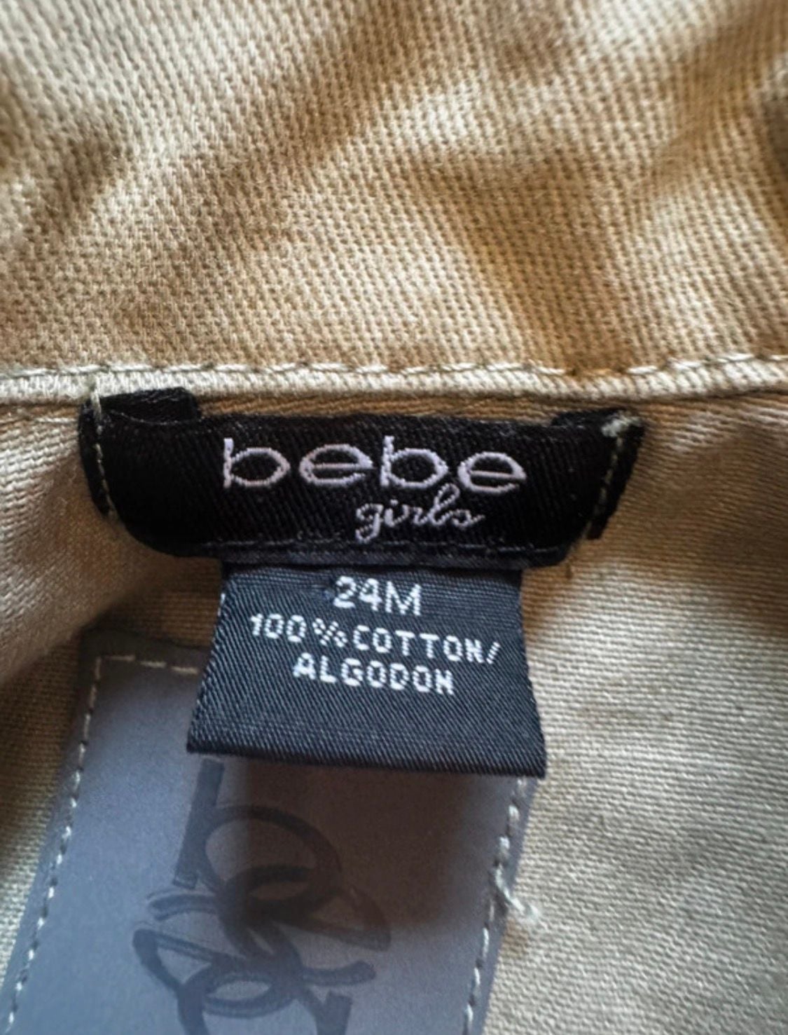 bebe girls Utility Jacket Size 24M Green Cotton Crop Cargo 3