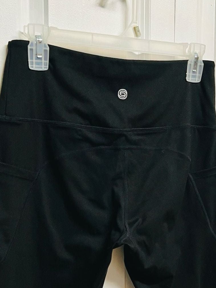 Steppe Leggings Size M Black Capri Workout Yoga Pants with Pockets 5
