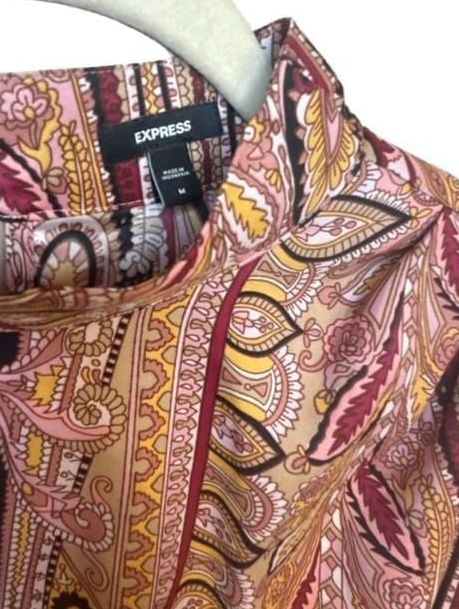 Y2K Vintage Paisley Tapestry Mock Neck Smocked Drop Waist Dress 5