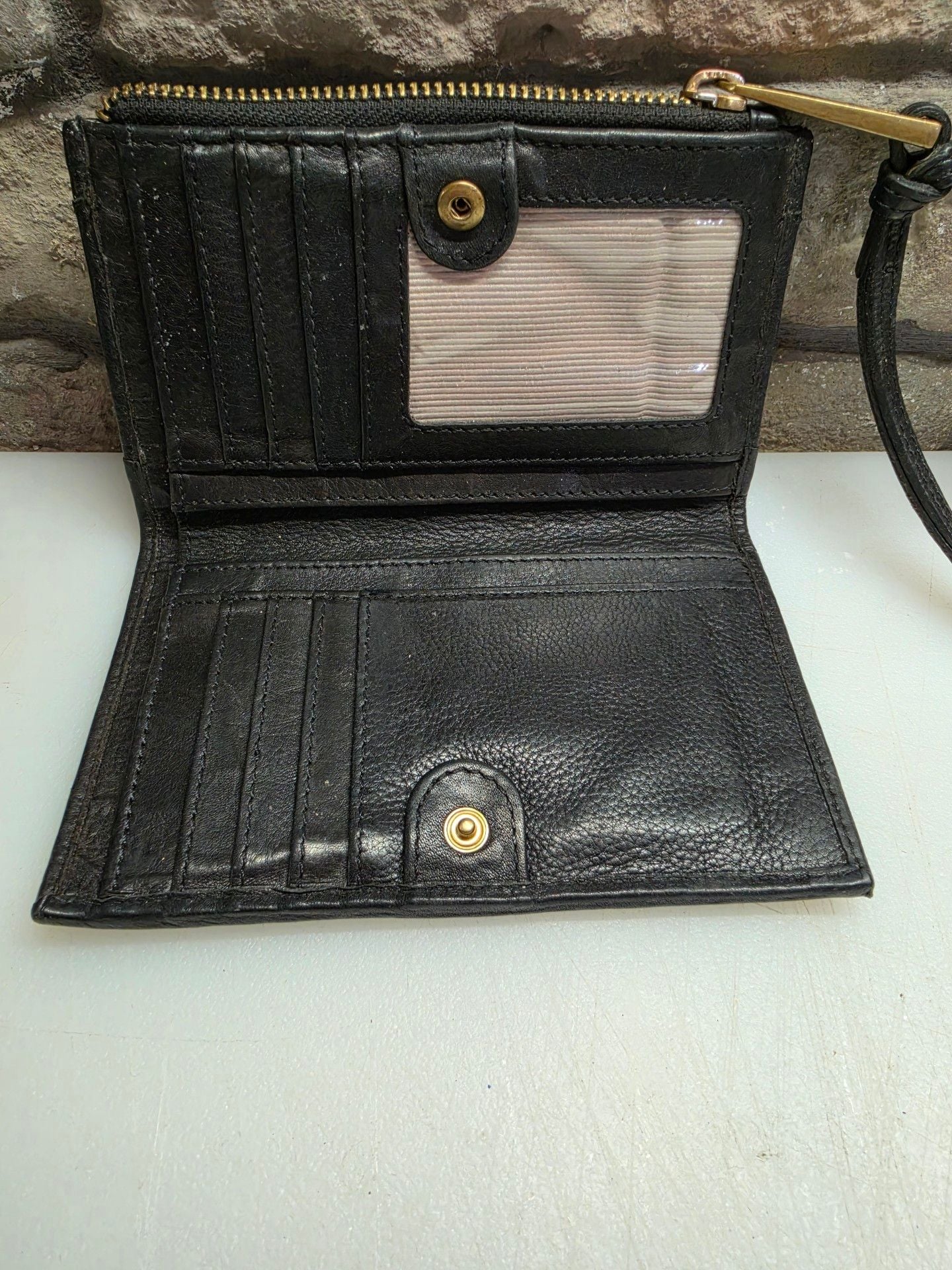 Margot Black Leather Chevron Wristlet Wallet 3
