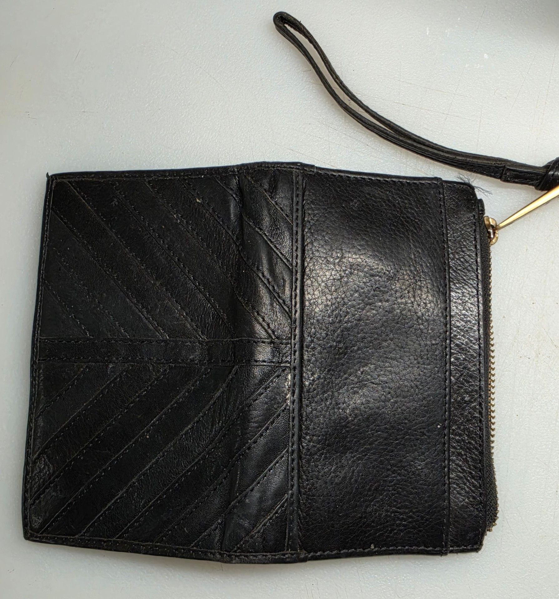 Margot Black Leather Chevron Wristlet Wallet 4
