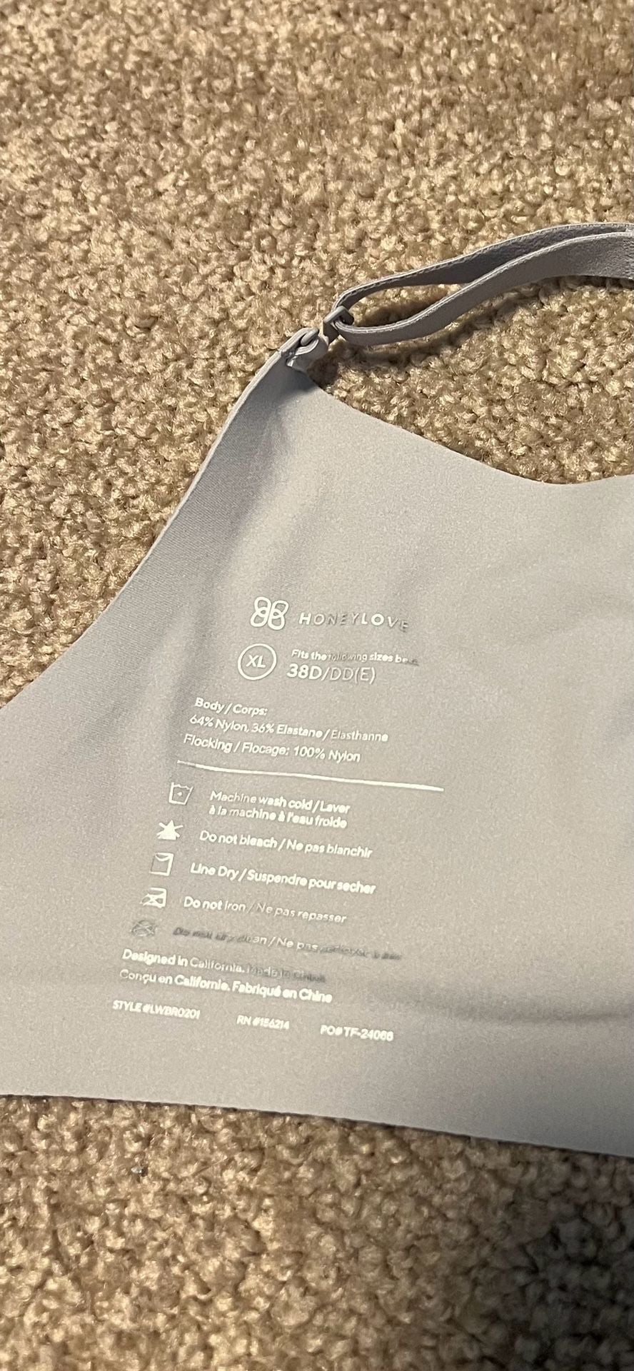 Honeylove Crossover Bra Size XL 38D/DD(E) Grey Wireless 3