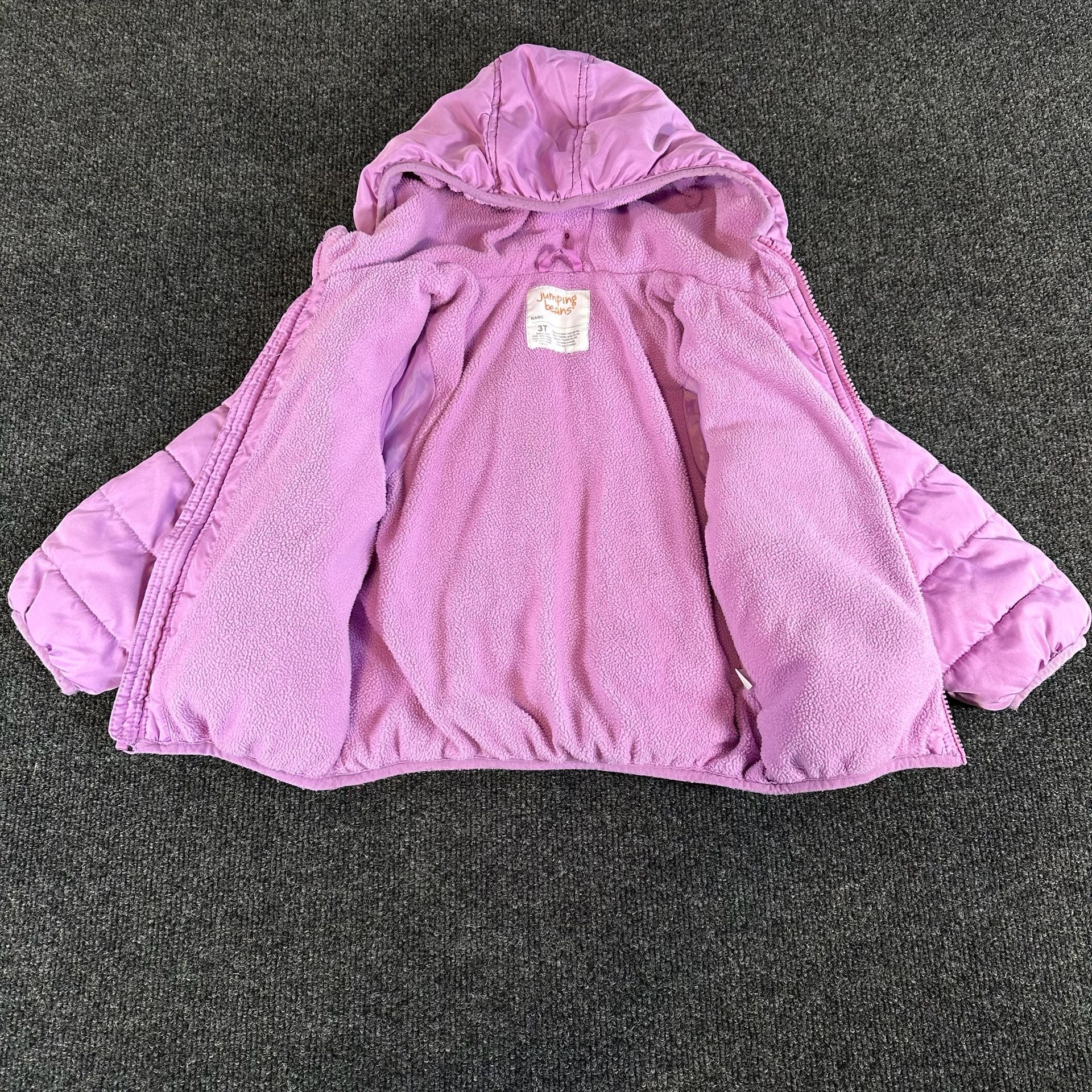 Toddler Jumping Beans Puffer Jacket Size 3T Purple Fleece Lined 5