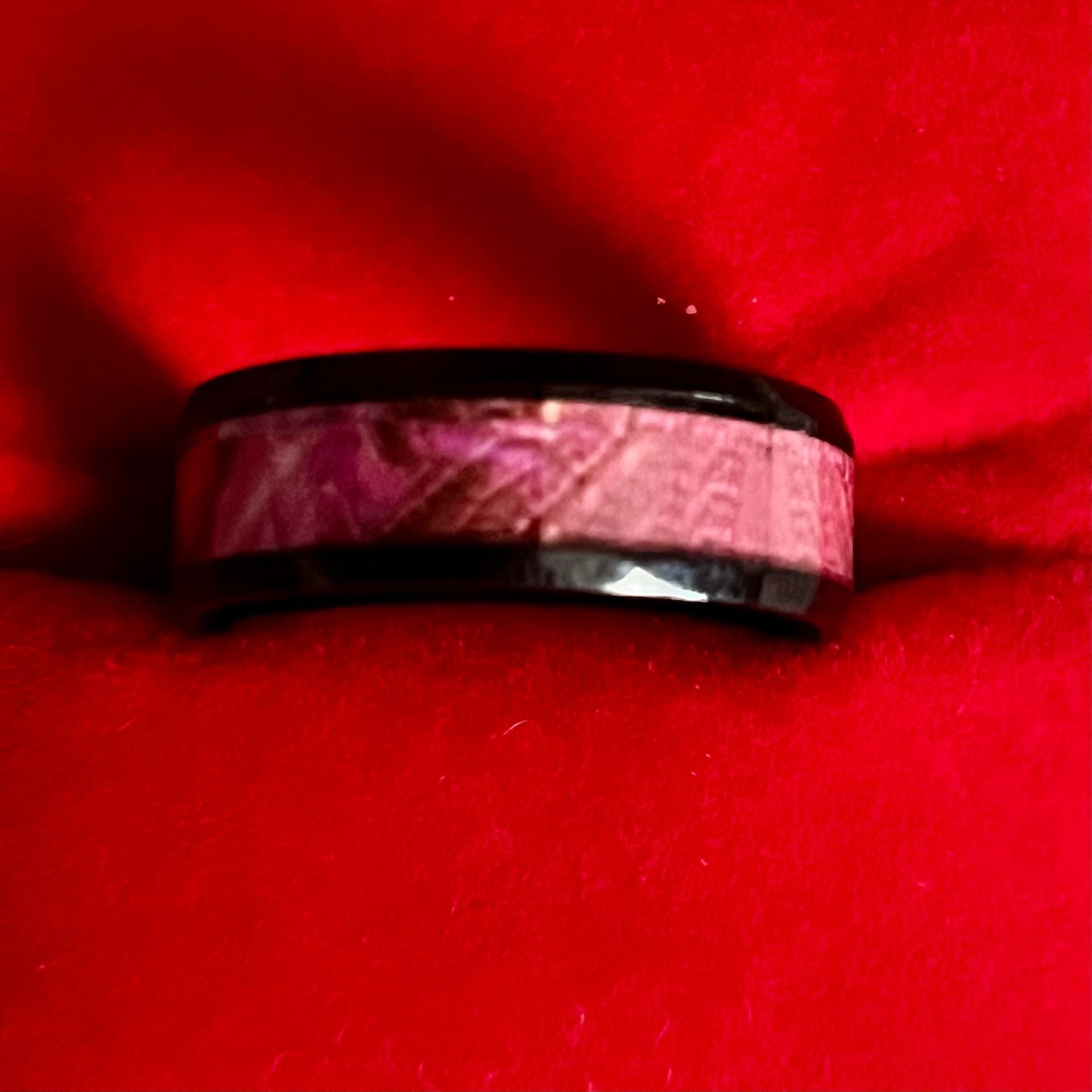 Black Tungsten Ring Pink Camo Inlay 8mm Band Size 13 2