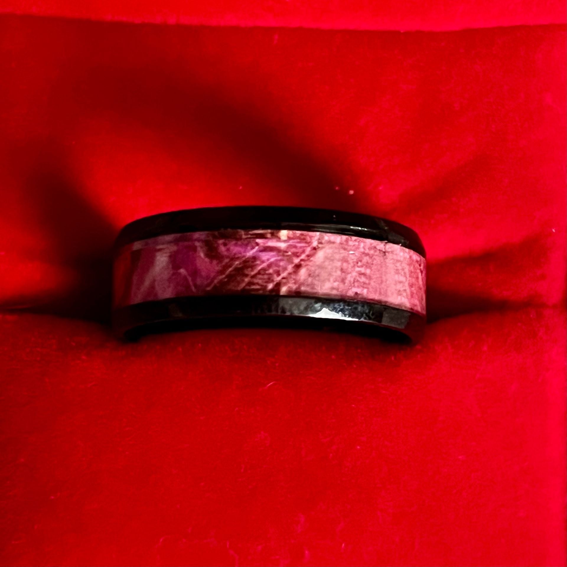 Black Tungsten Ring Pink Camo Inlay 8mm Band Size 13 3