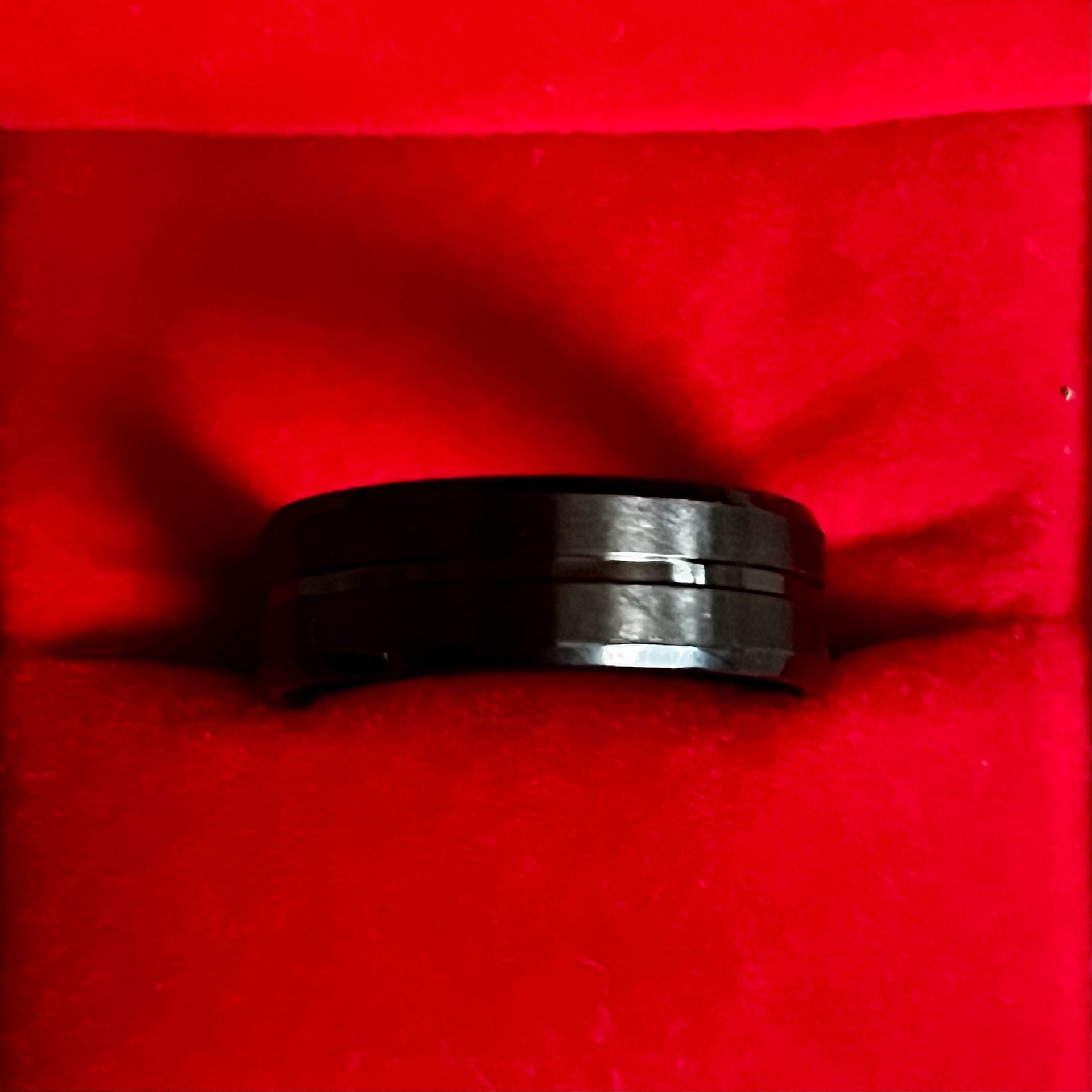 Triton Black Tungsten Polished Finish 6mm Band Grooved Ring Size 12 1