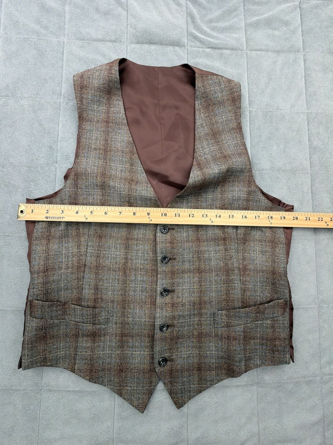 Freemans Sporting Club Wool Plaid Sport Coat & Vest 42 Reg Brown Tweed Jacket 17