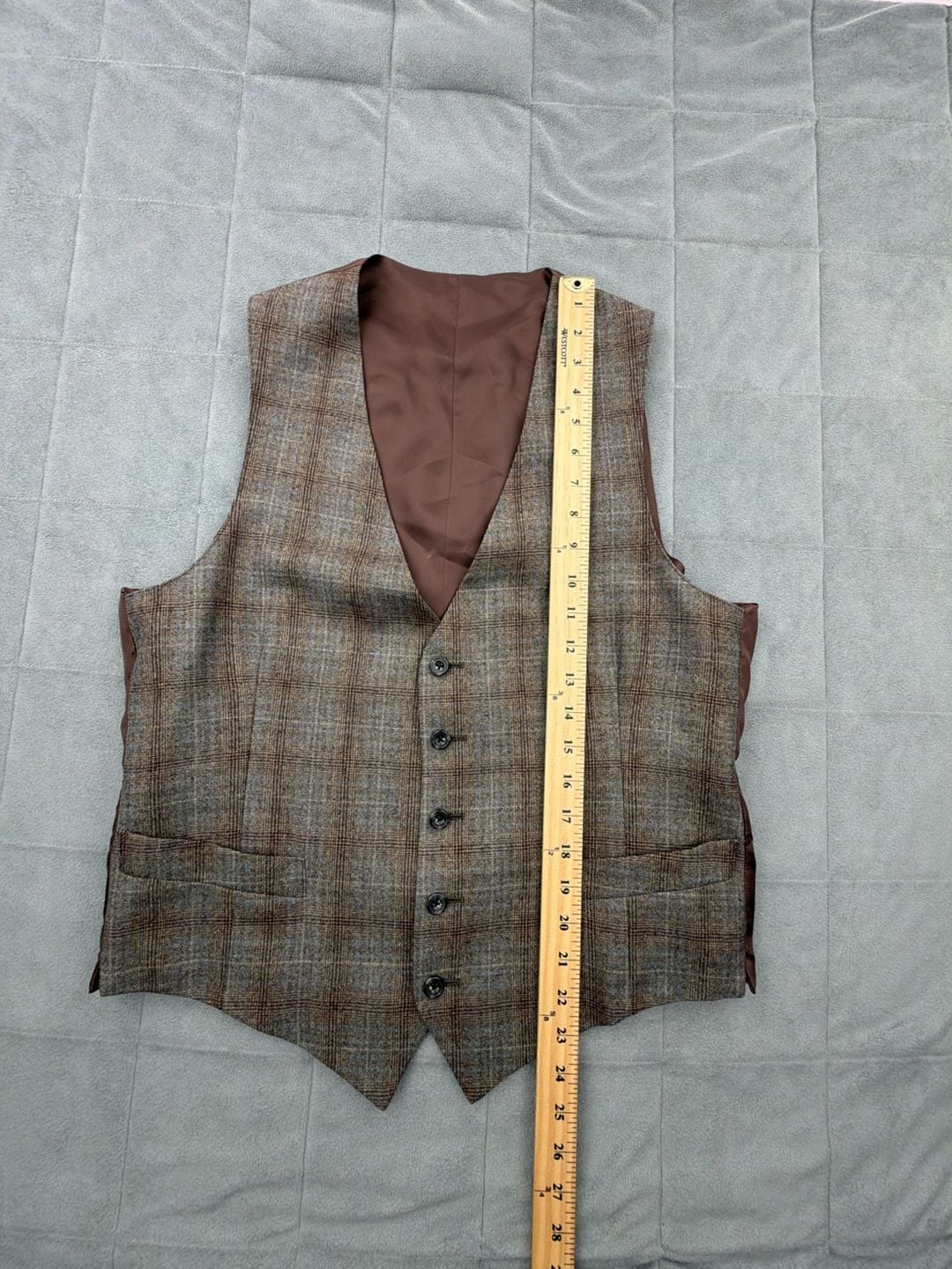 Freemans Sporting Club Wool Plaid Sport Coat & Vest 42 Reg Brown Tweed Jacket 18