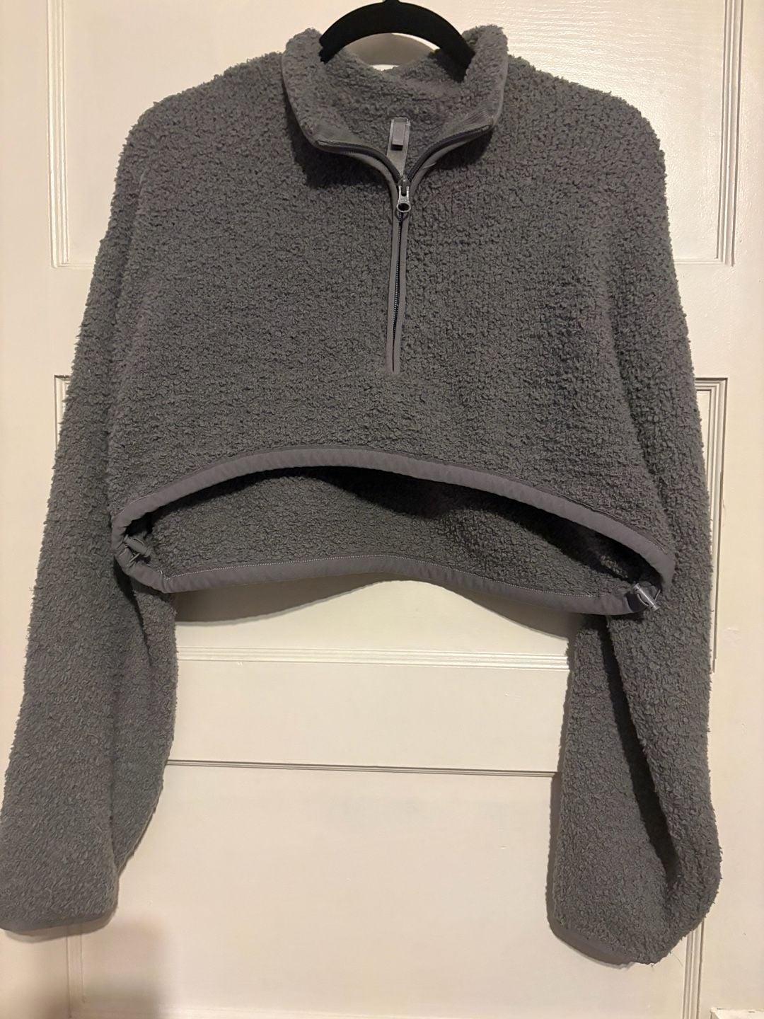 SKIMS Cozy Knit Half Zip Cropped Pullover Size S/M Gray Teddy 2