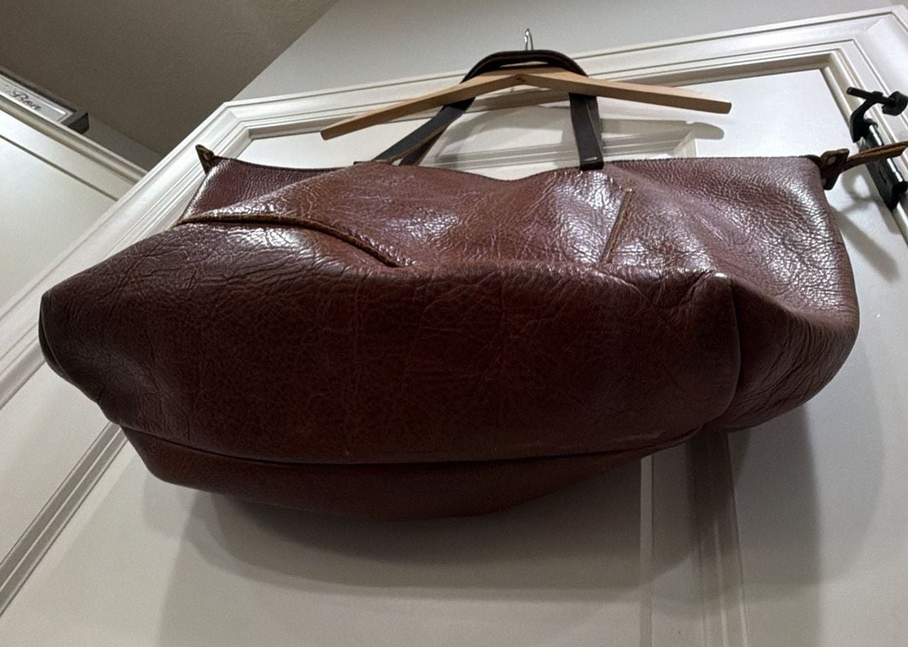 Portland Leather Goods Leather Tote Bag Brown Zipper Pocket 4