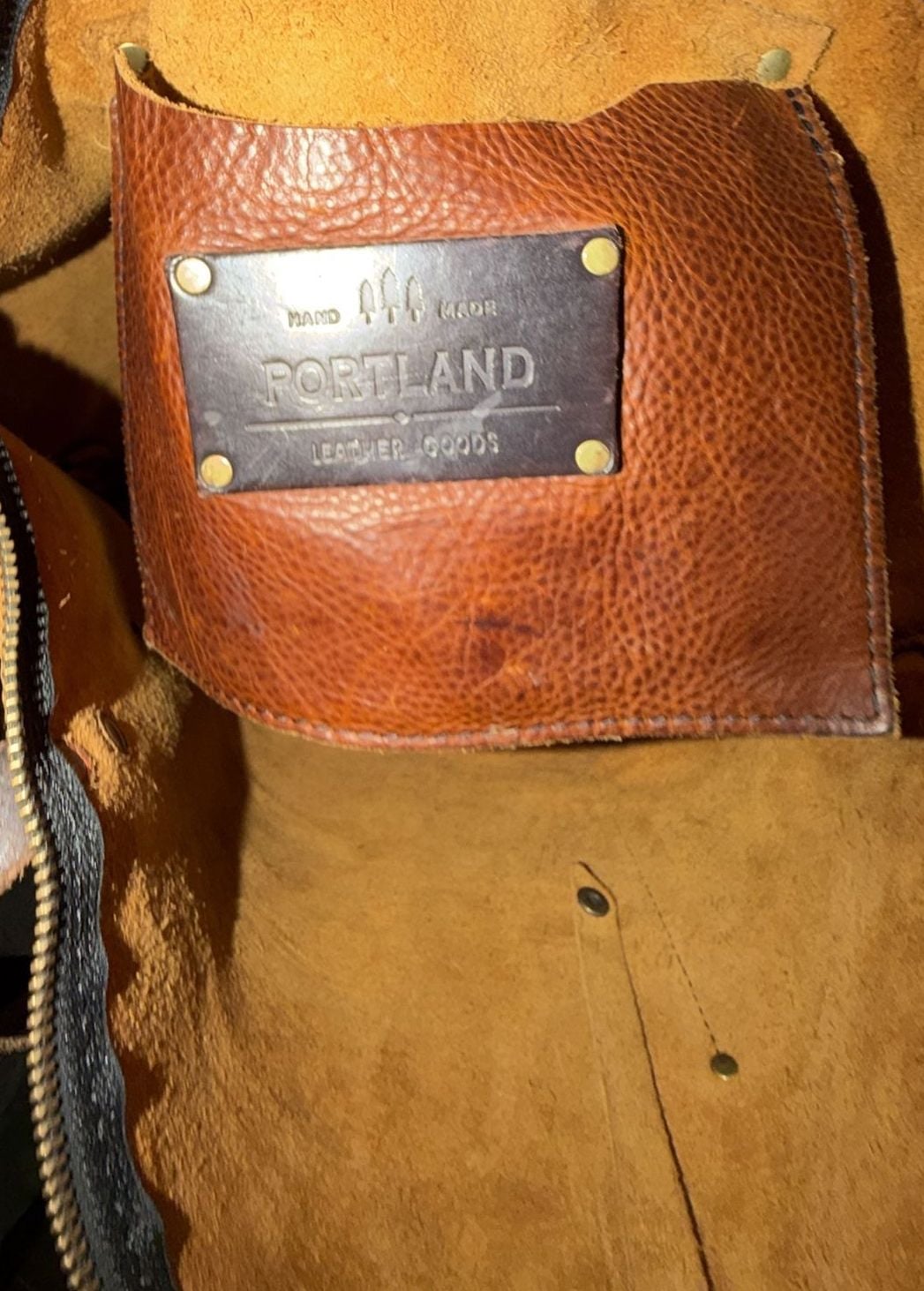 Portland Leather Goods Leather Tote Bag Brown Zipper Pocket 8