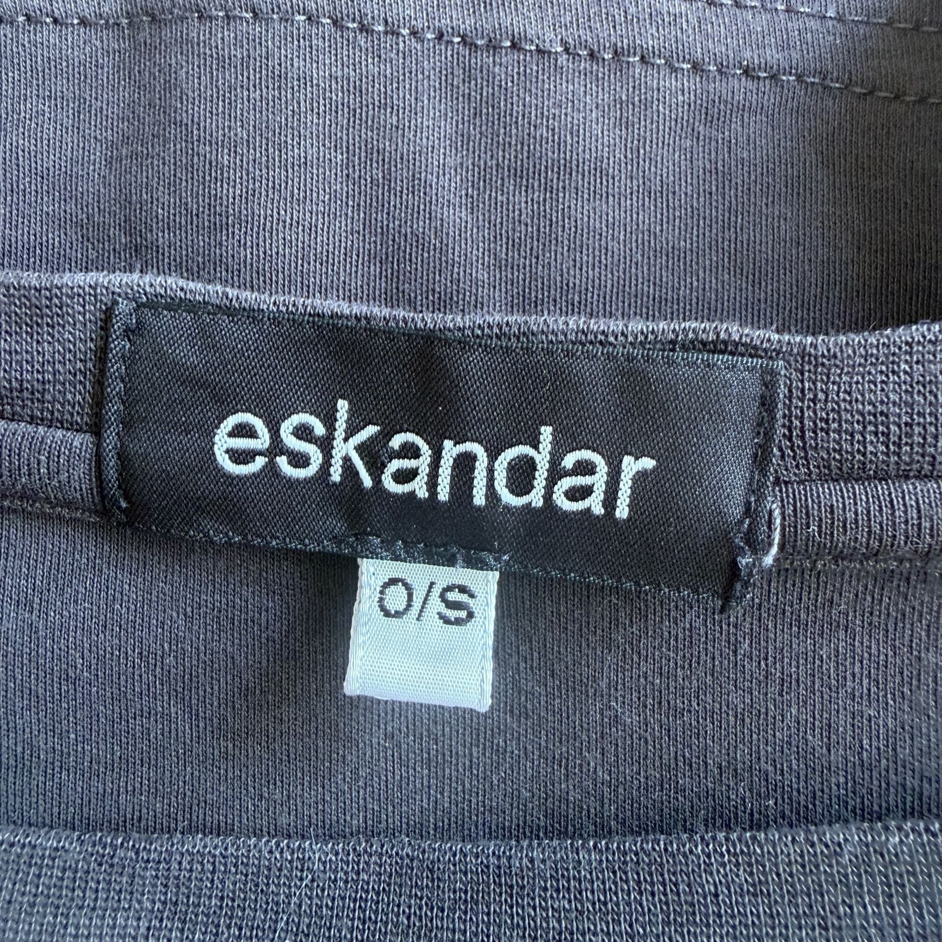Eskandar Cotton Jersey Long Sleeve Scoop Neck Top Dark Gray 3