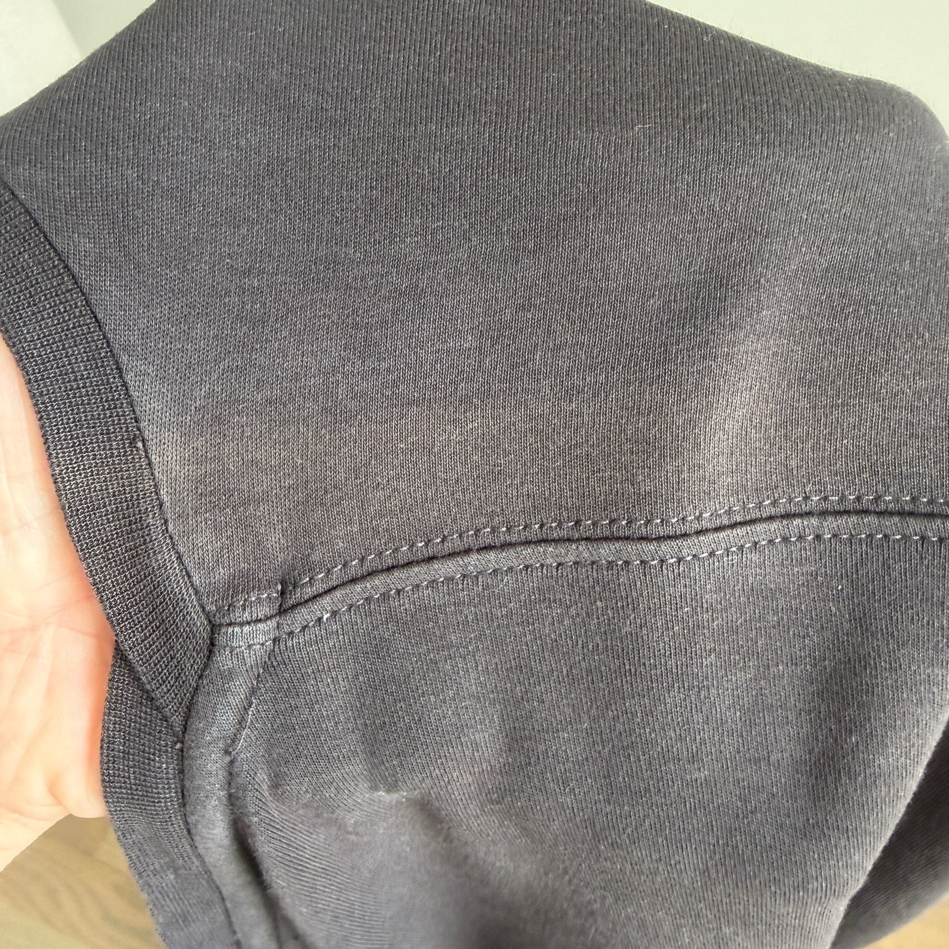 Eskandar Cotton Jersey Long Sleeve Scoop Neck Top Dark Gray 7