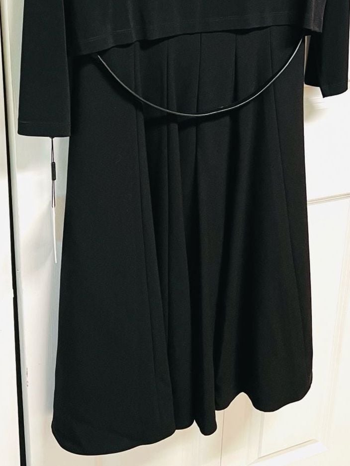 Calvin Klein Jacket Dress Set Size XL Black Belted Midi 2-Piece 4