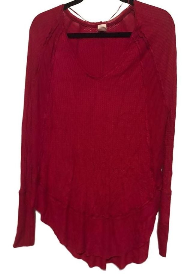 Free People We the Free Catalina Thermal Shirt Size S Red 2