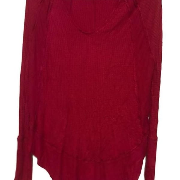 Free People We the Free Catalina Thermal Shirt Size S Red
