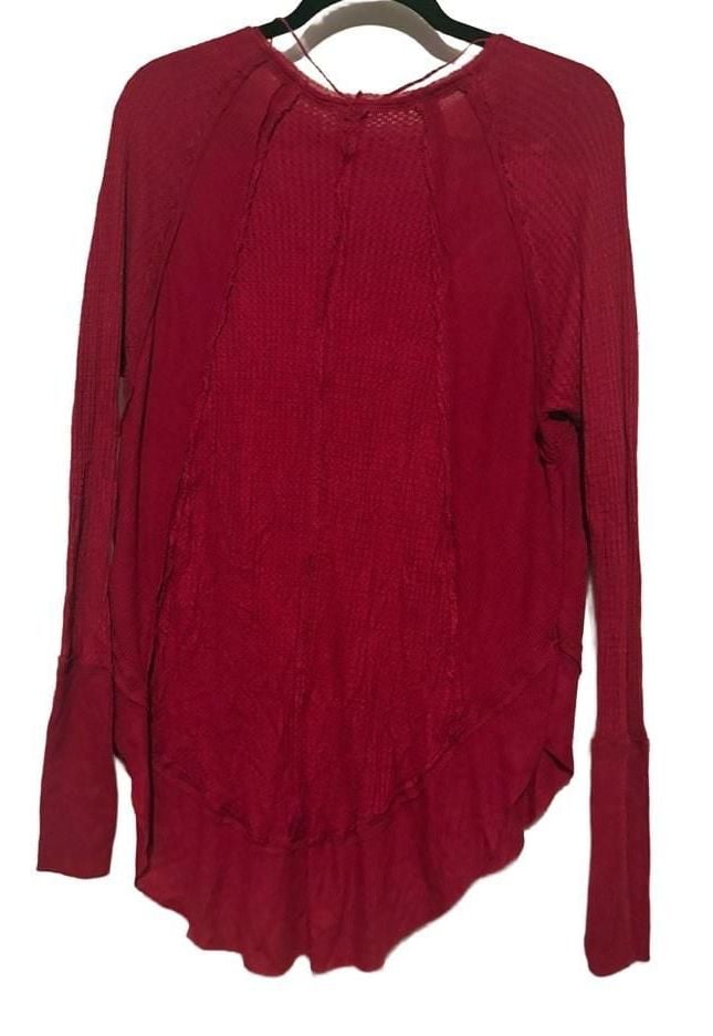 Free People We the Free Catalina Thermal Shirt Size S Red 4