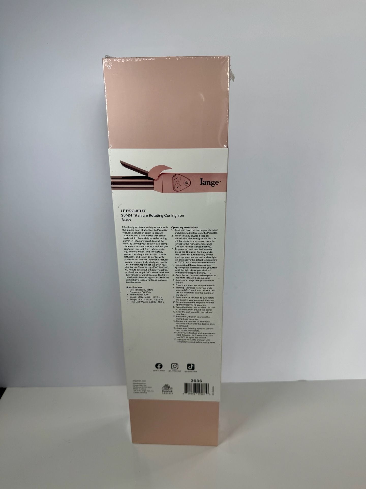 L’ange Blush 25mm 1” Le Pirouette Titanium Rotating Curling Iron New Sealed Box 2