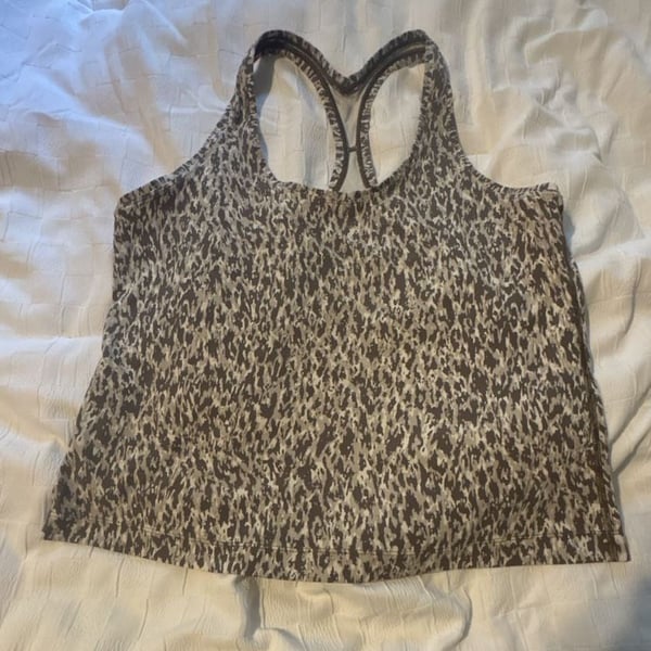 Lululemon Cool Racerback Tank Top Nulu Leopard White Opal