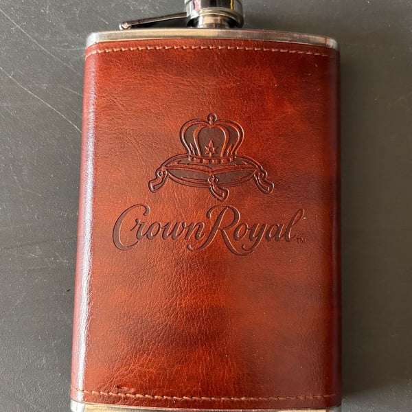 Crown Royal Brown Leather Wrapped Flask