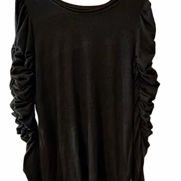 Free People Natasha Long Sleeve Ruched Top Size M charcoal