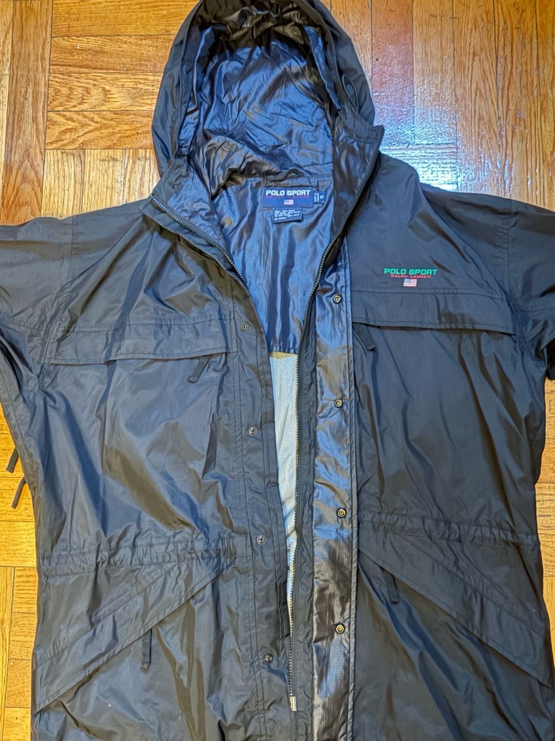 Polo Sport Ralph Lauren Jacket Size M Black Hooded Waterproof Shell 2
